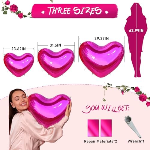 23.6in Inflatable Mirror Ball,PVC Hanging Shiny Inflatable Heart Ball Decoration for Valentine's Day Engagement Wedding Anniversary Romantic Party Yard (1 Piece,Without Air Pump) - Image 4