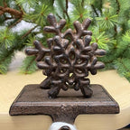 Chalily 3-D Double Snowflake Stocking Holder Cast Iron Hooks for Christmas Socks Easily Rest on a Mantel, Fireplace, or Book Shelf Heavy Duty & Durable Holiday Season Decor by Chalily