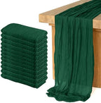 12 Pack Cheesecloth Table Runner 10Ft Christmas Gauze Boho Table Runners for Wedding Decor Bridal Shower Decorations Baby Shower Party(35" x 120")(Emerald Green) by Home