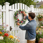 Garvee 20 Inch Artificial Spring Flower Wreath for Front Door - Image 6
