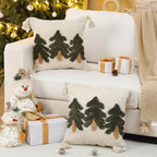 Mixweer 2 Pack Green Tufted Christmas Tree Pillow Covers 18 x 18 Inch Farmhouse Winter Throw Pillowcases with Tassels Green Tree Decorative Cushion Covers for Sofa Couch Holiday Party Home Decor - Image 4