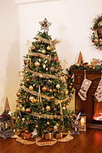 Valery Madelyn Christmas Tree Skirt for Tree Decorations, 48 inch Luxury Sparking Gold Large Xmas Velvet Tree Skirt with Starshaped Sequins Pattern & Ruffle Trim for Chritmas Decor - Image 5