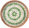 YANGQIHOME Round Serving Tray with Decorative Mother of Pearl Inlay, Wicker Tray for Home Decor, Table Decor, Gifts, Dining, Woven Tray for Food, Fruit, Coffee, 13.8 inch by YANGQIHOME