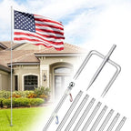 ZMTECH 10 FT Flag Pole in Ground, Heavy Duty Flag Pole Holder for Outside House with 5 Pronges Base, Extra Thick Flag Pole Kit for Yard Outdoor Garden Decor Residential Commerical Silver by HighQualityGardeningTools