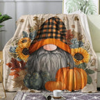 Gnome Blanket, Fall Sunflower Pumpkin Fleece Throw Blanket Twin XL Size for Couch Bed Sofa, Autumn Harvest Blankets and Throws, Decor & Gifts, Super Soft Plush Flannel Blanket, 66x90 by Unknown