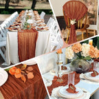 14 Pack Terracotta Cheesecloth Table Runner 17x108 Inch Semi Sheer Boho Gauze Cheese Cloth Fabric Table Runners, for Wedding Party Baby Shower Birthday Home Decor Garden Farmhouse - Image 5