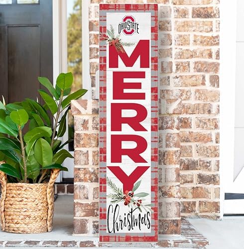 KH Sports Fan Ohio State Buckeyes Holiday Porch Leaner, 11x46 Inches, Buckeyes Outdoor Christmas Sign; Display Some Holiday Cheer with This Ohio State Buckeyes Christmas Sign - Image 2
