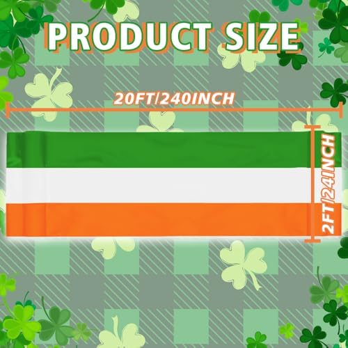 3Pack St Patrick's Day Bunting Flags 2x20 Ft Irish Green White Orange Stripe Banner Ireland Patriotic Half Fan Flag Decor Outside Garden Porch - Image 2