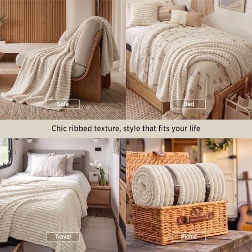 Bedsure Soft Twin Blanket for Bed Decor Gifts Khaki 60"x80" - Image 4