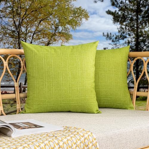 Kevin Textile Outdoor Waterproof 26”x26” Pillow Covers 2 Pack, Green by KevinTextile