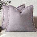Foindtower Decorative Linen Fringe Throw Pillow Covers 24×24 Light Purple by Foindtower