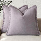 Foindtower Decorative Linen Fringe Throw Pillow Covers 26×26 Light Purple by Foindtower
