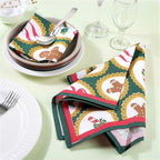 FINGERCRAFT Cloth Napkins Set of 12 Cotton Blend, 20x20, Vintage Christmas - Image 3