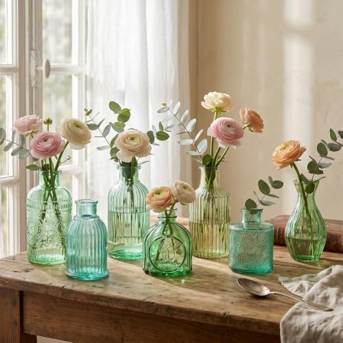 15Pcs Assorted Vintage Bud Vases, Colorful Glass Small Vases Bulk - Image 7