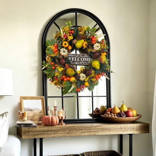 24 Inch Fall Wreaths for Front Door, Autumn Harvest Wreath with Pears - Image 6