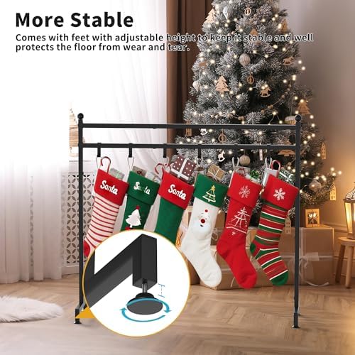 Livilord Christmas Stocking Holder Stand, 8-Hook Freestanding, Metal - Image 3