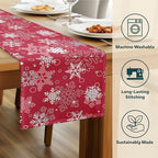 Christmas Table Runners | Red Table Runner | Winter Decorations for Home | Festive Holiday Table Decor | Kitchen Dining Table Runner | Made in The USA | 14" x 108" Long - Image 2