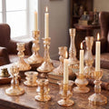 Mumufy 12 Pcs Gold Glass Taper Candle Holders, 0.8" Candlestick by Mumufy