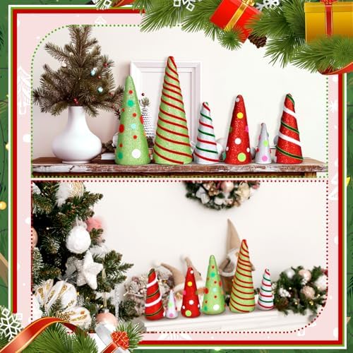 Marsui 6 Pcs Christmas Cone Trees Decorations, 11.8" 10" 6.8" 4.13" - Image 5