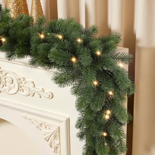 Alupssuc 2PCS 9FT Pre-Lit Christmas Garland, Lighted Norfolk Pine Garland - Image 7