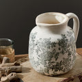 Ceramic Vintage Flower Vase, Utensil Holder, Chinoiserie Decorative Vase Decor Rustic Farmhouse Retro Floral Vases for Table Bookshelf Mantel Kitchen Living Room Office - 6.7” Gray 016 by ooit