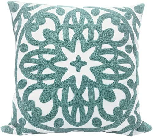Alysheer Embroidered Decorative Throw Pillow Cover 20"x 20", 1pc Aqua Blue by Alysheer