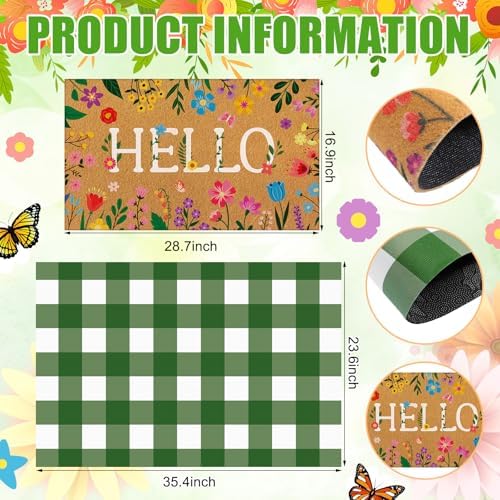 Drydiet 2 Pcs Floral Layered Doormats Spring Coir Welcome Mat - Image 2