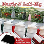 HMASYO Christmas Stocking Holders for Mantle Set of 4, Silver Heavy Duty Iron Stocking Hangers Base, Low Profile Weighted Stocking Holder Hooks for Fireplace Tabletop Shelf Christmas Decoration - Image 4