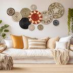 Tatuo 11 Pcs Boho Wall Basket Decor Woven Wall Hanging Art, Dark - Image 2