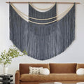 Jakalin Macrame Wall Hanging Grey Tapestry, Boho Home Decor 57" W x 46" L by Jakalin