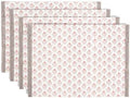 Over&Back Set of 4 Hand-Blocked Placemats - Colorful Dining Table Mat - Each Placemat is Unique - 100% Cotton - Machine Washable - Kitchen and Home Decor - Pink Blossom by overback