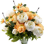 FiveSeasonStuff Mixed Cream & Apricot Artificial Peony Bouquet Set of 2 by FiveSeasonStuff