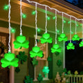 25 LED Green Shamrock Icicle Lights, 6.75FT St. Patricks Day Lights Curtain String Lights with 10 Shamrock & 25 LED Light for Lucky Clover St Patrick's Decorations Indoor Home Window Proch Party Decor by PASUTO
