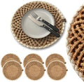 Round Braided Placemats Set of 6, Handmade Table Mats for Kitchen Dining Party Table Decor Waterproof Easy to Clean Perfect Fall Placemat for Thanksgiving, Christmas, Weeding, Halloween & Everyday Use by LemonTree