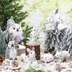 Vercraft 8 Pack White Sisal Woodland Animals Christmas Ornaments Winter - Image 5
