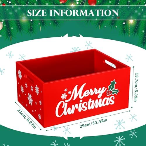Namalu Christmas Hot Cocoa Bar Decor 11x8x5 in Wooden Storage Box, Red - Image 2