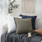 Foindtower Decorative Linen Fringe Throw Pillow Covers 20×20 Inch,White - Image 5