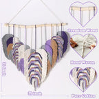 Amestrina Large Macrame Wall Hanging, Boho Chic Macrame Wall Decor, Bohemian Leaf Feather Macrame Wall Art, Handmade Macrame Wall Hanging Tapestry for Bedroom Living Room 31" Wx 31" L (Purple) - Image 2