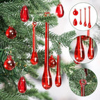 Vercraft 100 Pcs Christmas Tree Acrylic Hanging Ornaments, Red - Image 3