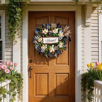 22 Inch Spring Wreath Blessed Magnolia Wreath with Buffalo Check and Burlap Ribbon - Farmhouse Front Door Wreaths Decor for All Seasons - Rustic Home Wall Porch Decor - Image 7