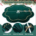Arrowbash Green 84 Inch Christmas Tree Skirt Velvet Scallop Ddge - Image 4