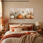 WAXWHELK Pumpkin Fall Canvas Wall Art, Neutral Gray and Beige Pumpkin Painting Pictures, Autumn Rustic Farmhouse Thanksgiving Artwork for Living Room Bedroom Home Decor (20"x40") - Image 4
