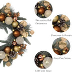 Valery Madelyn 20" Pre-Lit Christmas Wreath for Front Door with Lights - Image 5