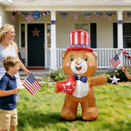 Independence Day Inflatable Bear Yard Decoration Lighted 4th of July Blow Up Patriotic Garden Yard Lawn Decor 5 Feet Tall (5FT-Bear) - Image 2