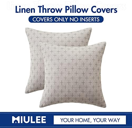 MIULEE Pack of 2 Decorative Burlap Linen Throw Pillow Covers Modern Farmhouse Pillowcase Rustic Woven Textured Cushion Cover for Sofa Couch Bed 20x20 Inch Light Grey - Image 6