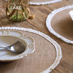 FunWheat 15 Inch Round Jute Placemats Set of 12, Braided Burlap Table Mats for Dining Table, Heat Resistant Farmhouse Woven Placemats for Fall Farmhouse Decor (Short Tassels) - Image 5