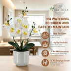 Fake Orchid-17.5”tall Artificial Indoor Potted Plant for Home Decor-White - Image 3