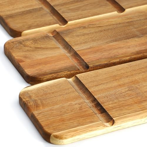 Elama Acacia Wood 3 Tiered Rectangular Ladder Tray Serving Set, Cupcake Tray, Serveware Set, Decorative - Image 6