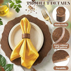 Havawish 24 Pcs 13" Wooden Textured Charger Plates with Napkin Ring, Brown - Image 4
