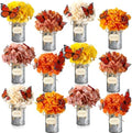 Mimorou 12 Set Fall Thanksgiving Table Centerpiece with Vintage Metal Vases Faux Fall Table Artificial Floral Centerpiece with 3D Butterfly for Autumn Harvest Farmhouse Home Decor (Retro Colors) by Mimorou